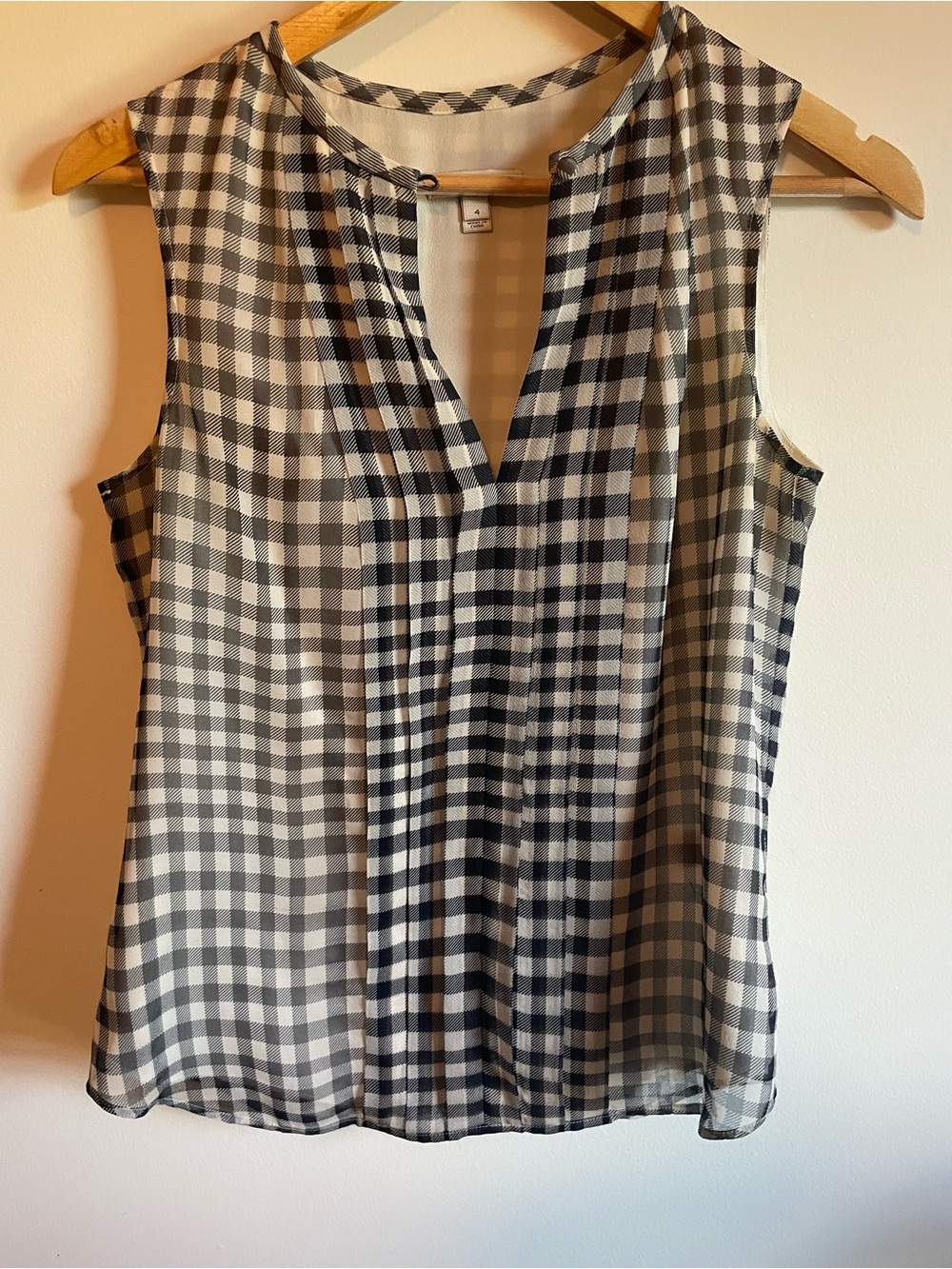 J. Crew 100 percent silk Gingham Blouse in Black and White